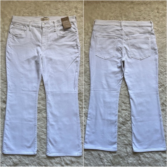 Madewell Jeans Petite Kick Out Crop Mid-Rise Stretch Pure White 31P NWT New - Picture 5 of 12
